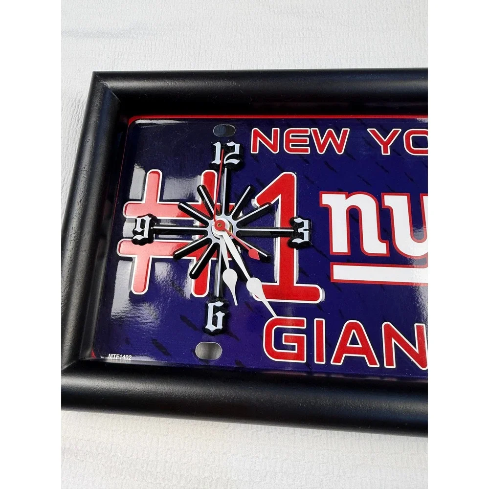 New York Giants NFL‎ License Plate Clock Wall Decor Fan Gift Big Blue Man Cave
